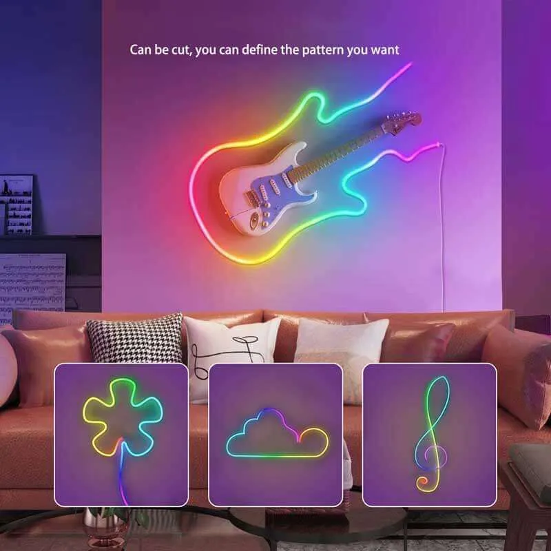 24V LED flexible Neon RGB 16FT Light Strip Rope Bluetooth APP Smart Control
