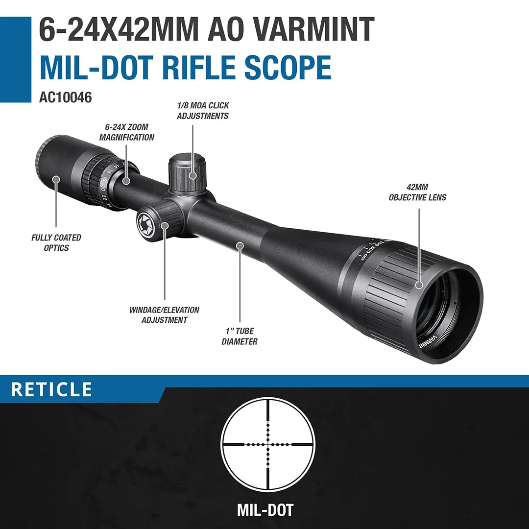 6-24x42mm Varmint AO Mil-Dot Rifle Scope | AC10046