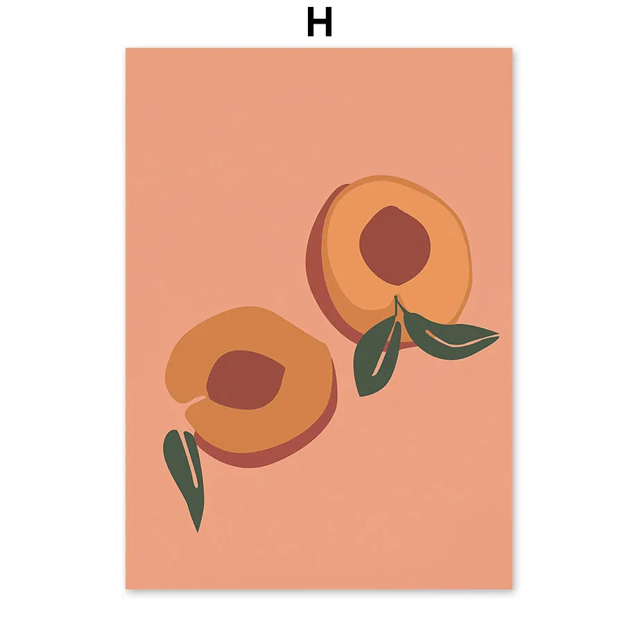 Abstract Minimalism Girl pineapple Peach Wall Art