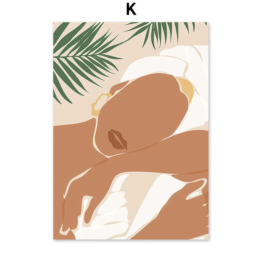 Abstract Minimalism Girl pineapple Peach Wall Art