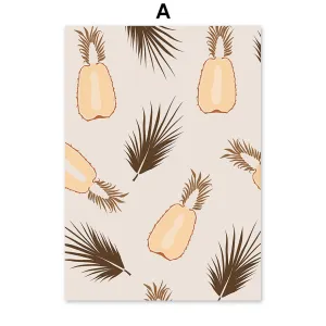 Abstract Minimalism Girl pineapple Peach Wall Art