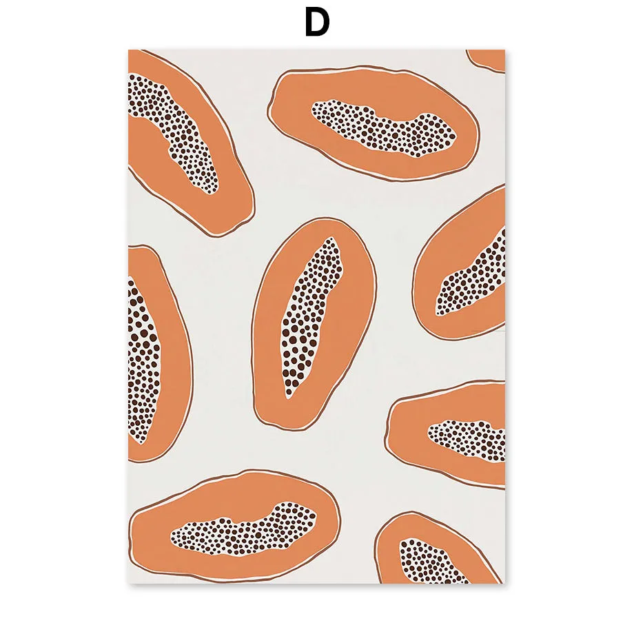 Abstract Minimalism Girl pineapple Peach Wall Art