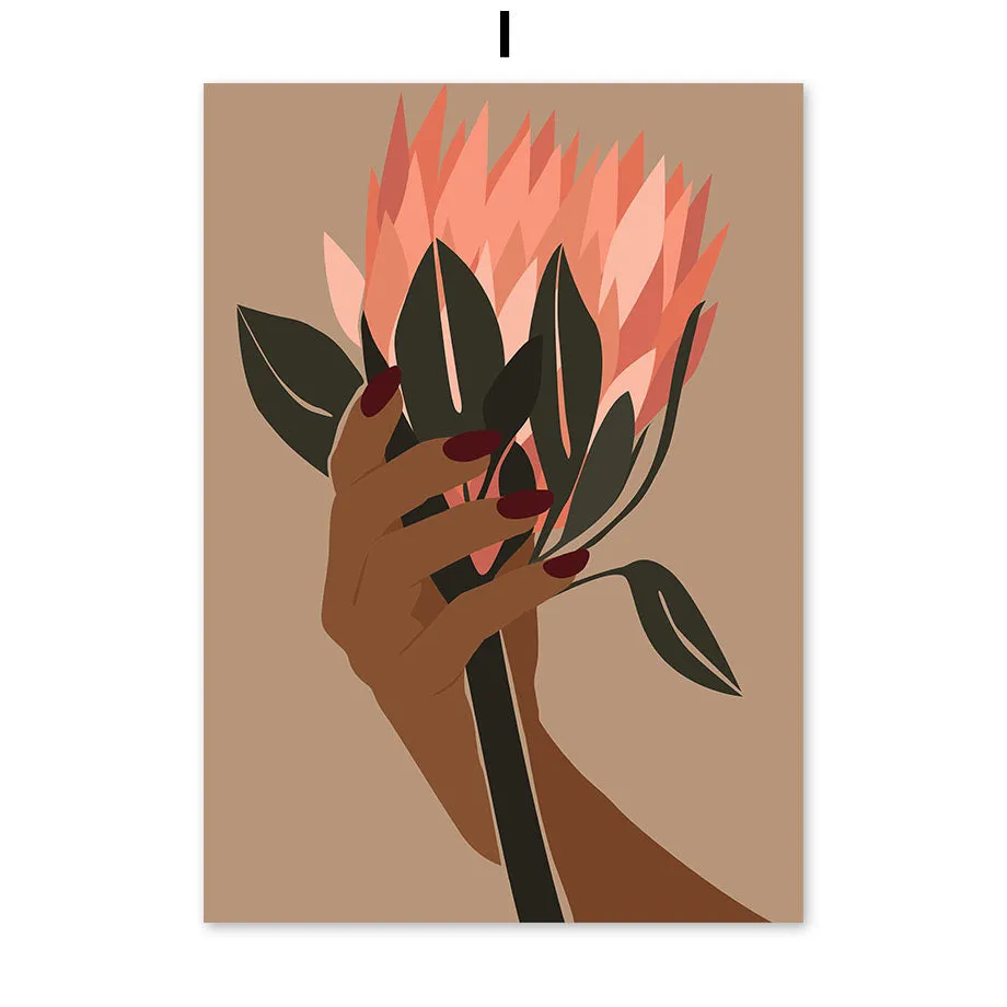 Abstract Minimalism Girl pineapple Peach Wall Art