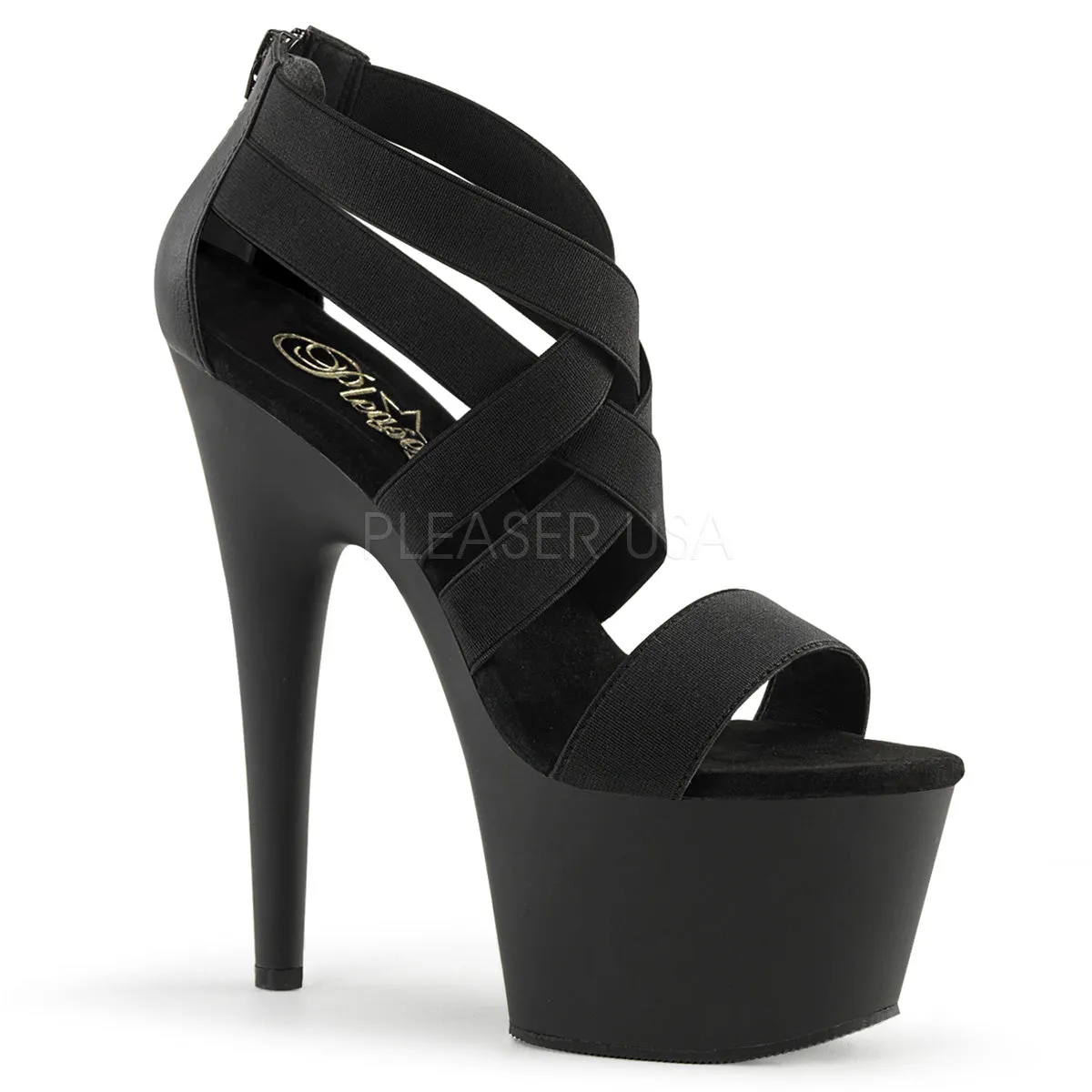 ADORE-769  Black Elastic Band-Faux Leather/Black Matte