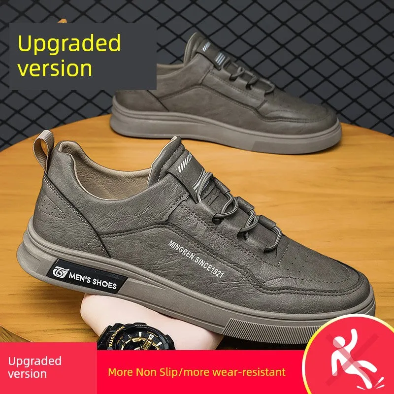 Autumn Men's Shoes Black Labor Protection Work Board Shoes Soft Bottom Non Slip Men's Kitchen Oil-Proof Leisure at Work Leather Shoes Waterproof