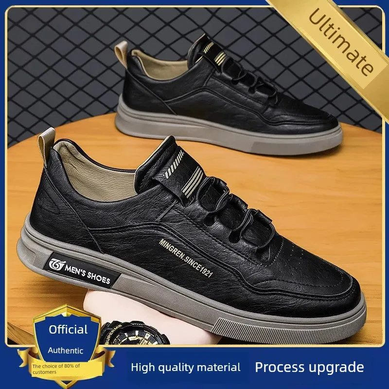 Autumn Men's Shoes Black Labor Protection Work Board Shoes Soft Bottom Non Slip Men's Kitchen Oil-Proof Leisure at Work Leather Shoes Waterproof