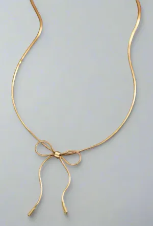 Bella Gold Bow Necklace | Water Resistant