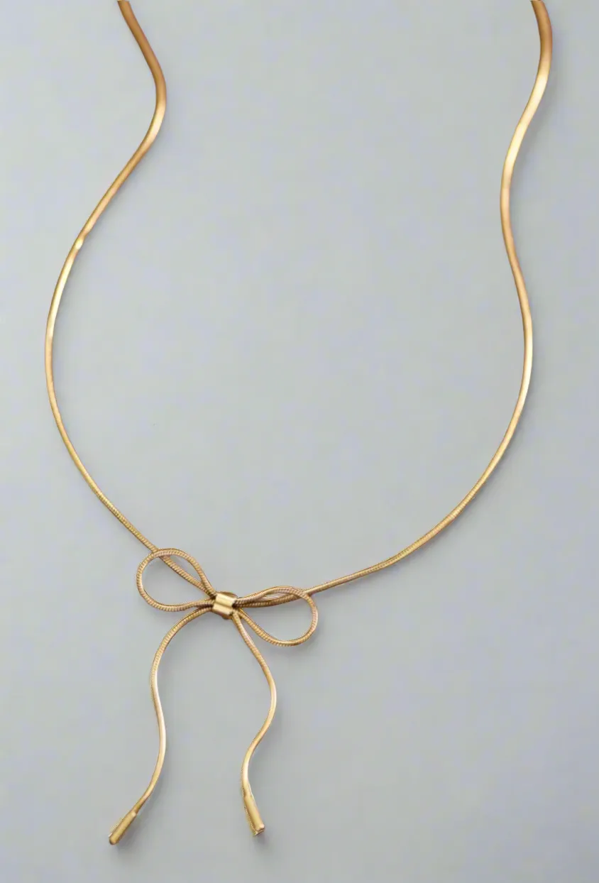 Bella Gold Bow Necklace | Water Resistant