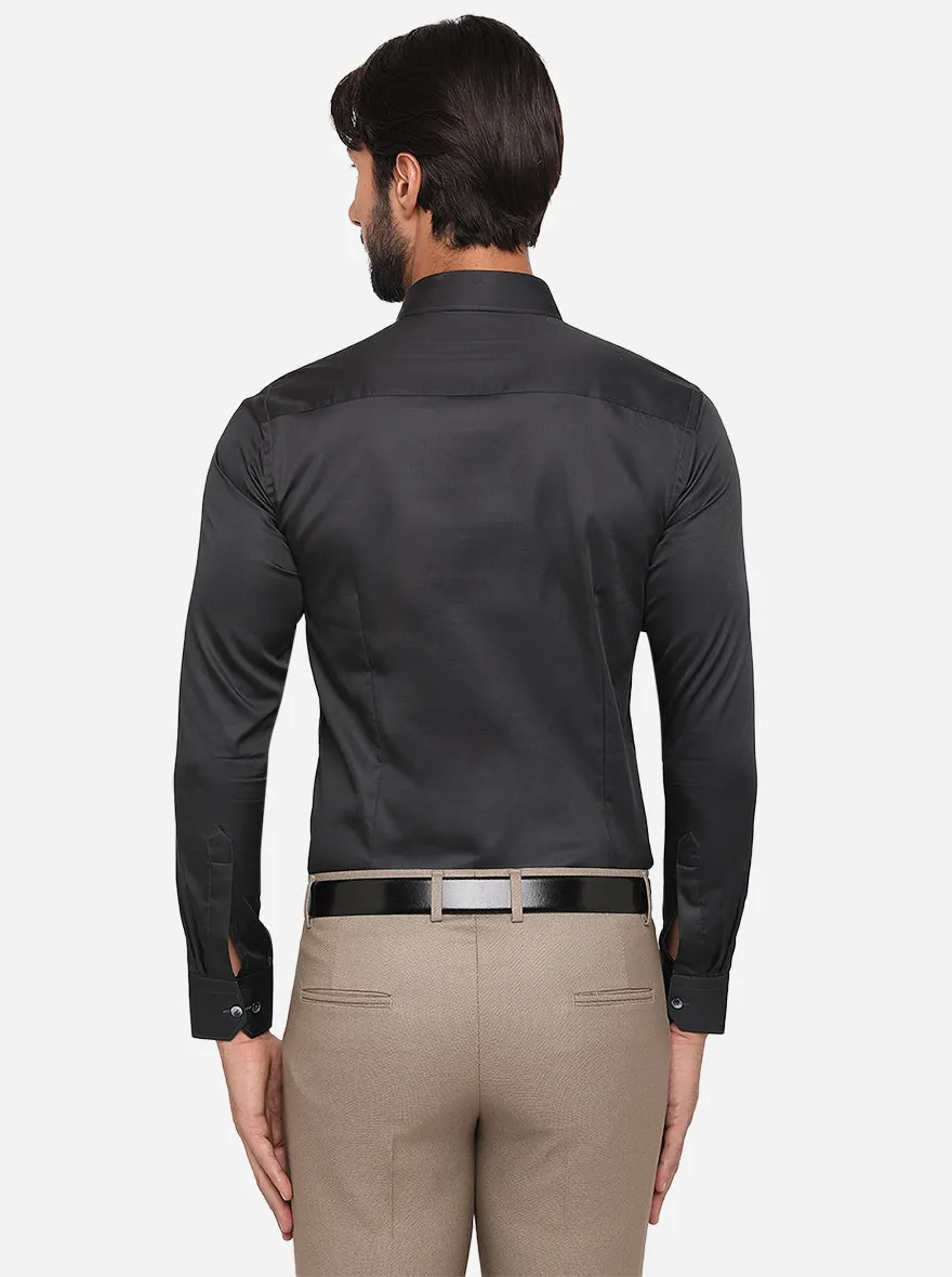 Black Solid Slim Fit Party Wear Shirt | Wyre