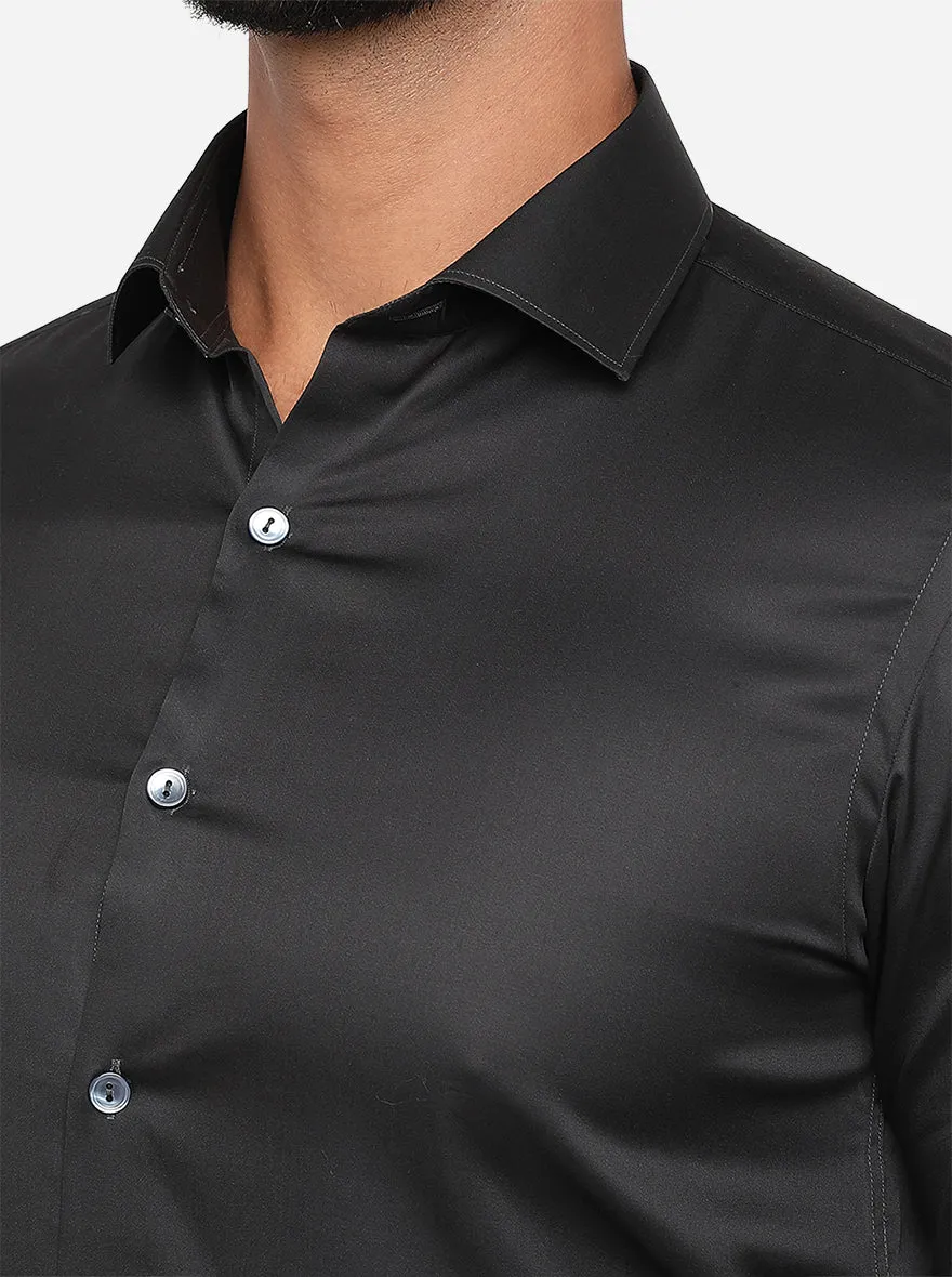 Black Solid Slim Fit Party Wear Shirt | Wyre