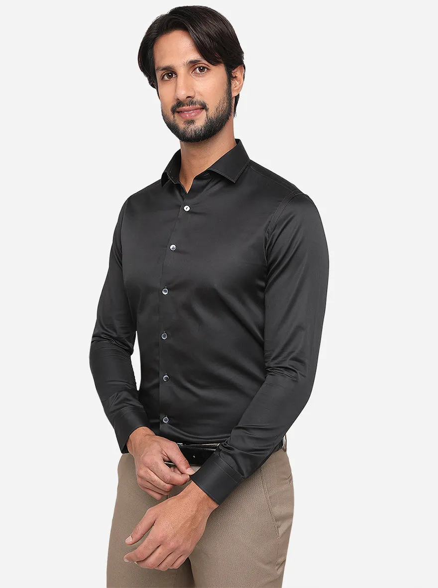 Black Solid Slim Fit Party Wear Shirt | Wyre
