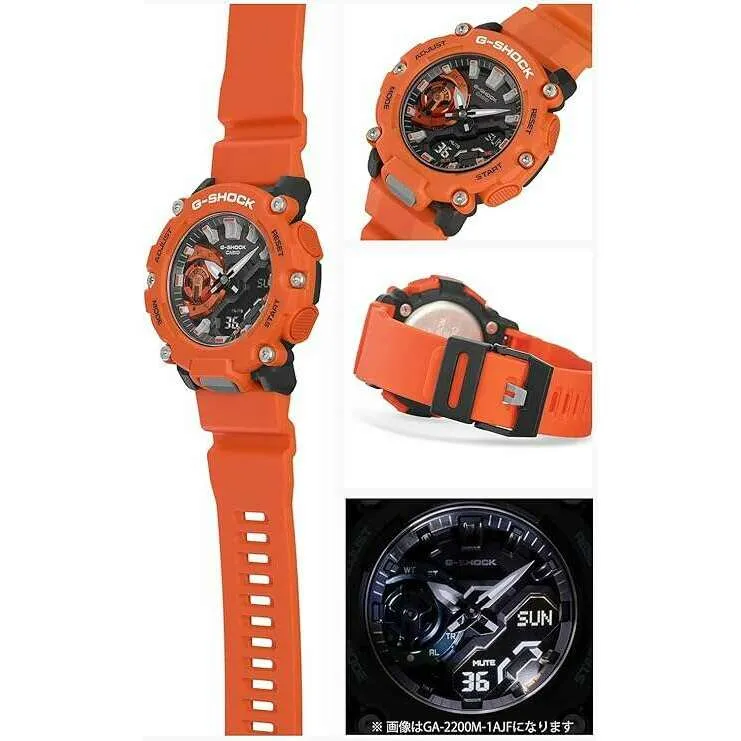 CASIO G-SHOCK ANALOG DIGITAL ORANGE MEN WATCH GA-2200M-4AJF