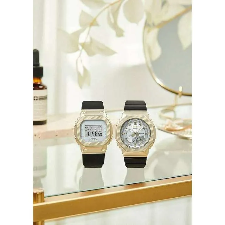 CASIO G-SHOCK BLACK & LIGHT YELLOW GOLD ANALOG DIGITAL LADIES WATCH GM-S2100BC-1AJF