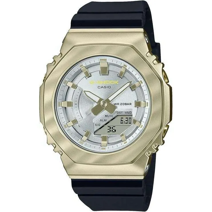 CASIO G-SHOCK BLACK & LIGHT YELLOW GOLD ANALOG DIGITAL LADIES WATCH GM-S2100BC-1AJF