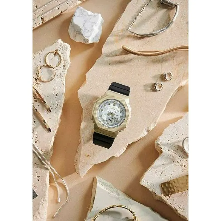 CASIO G-SHOCK BLACK & LIGHT YELLOW GOLD ANALOG DIGITAL LADIES WATCH GM-S2100BC-1AJF