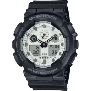 CASIO G-SHOCK BLACK AND BRILLIANT WHITE SERIES ANALOG DIGITAL DIAL MEN WATCH GA-100WD-1AJF