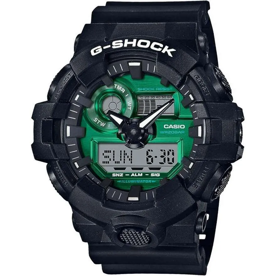 CASIO G-SHOCK BLACK AND GREEN SERIES ANALOG DIGITAL MEN WATCH GA-700MG-1AJF