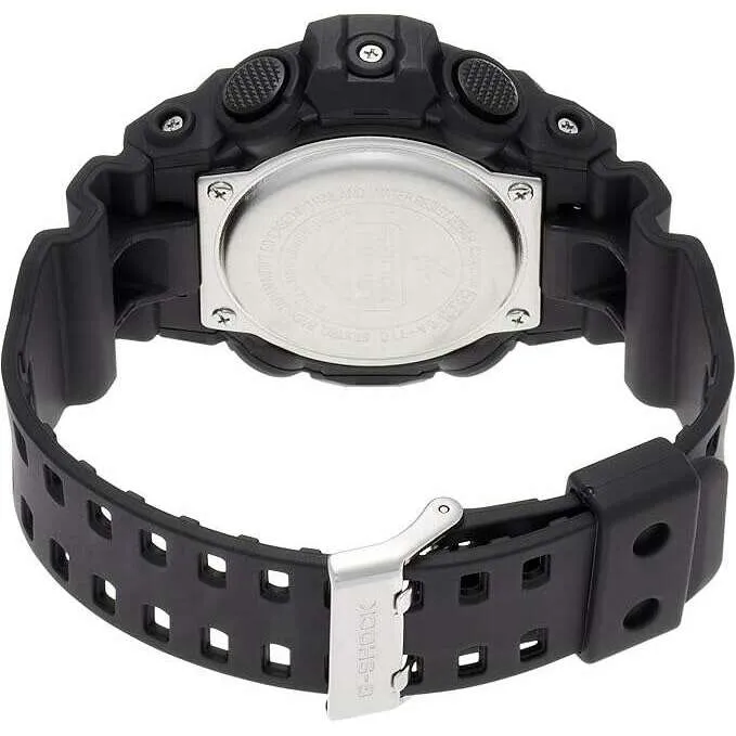 CASIO G-SHOCK BLACK RUBBER STRAP ANALOG DIGITAL SILVER DIAL MEN WATCH GA-710-1AJF