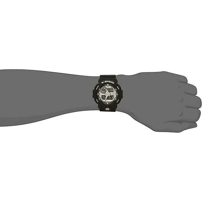 CASIO G-SHOCK BLACK RUBBER STRAP ANALOG DIGITAL SILVER DIAL MEN WATCH GA-710-1AJF