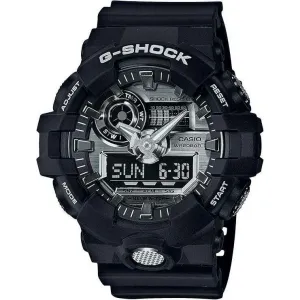 CASIO G-SHOCK BLACK RUBBER STRAP ANALOG DIGITAL SILVER DIAL MEN WATCH GA-710-1AJF