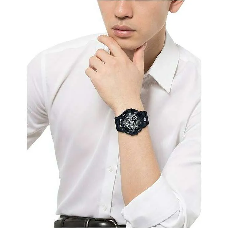 CASIO G-SHOCK BLACK RUBBER STRAP ANALOG DIGITAL SILVER DIAL MEN WATCH GA-710-1AJF