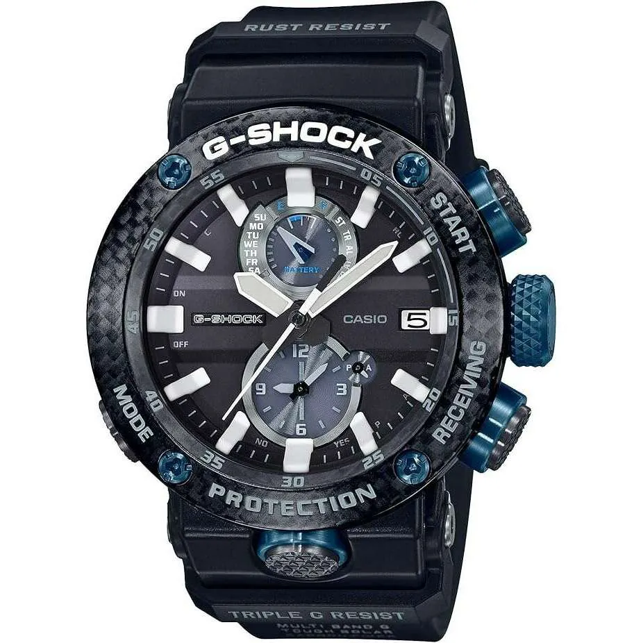 CASIO G-SHOCK BLUETOOTH RADIO SOLAR CARBON CORE GUARD BLACK & BLUE MEN WATCH GWR-B1000-1A1JF