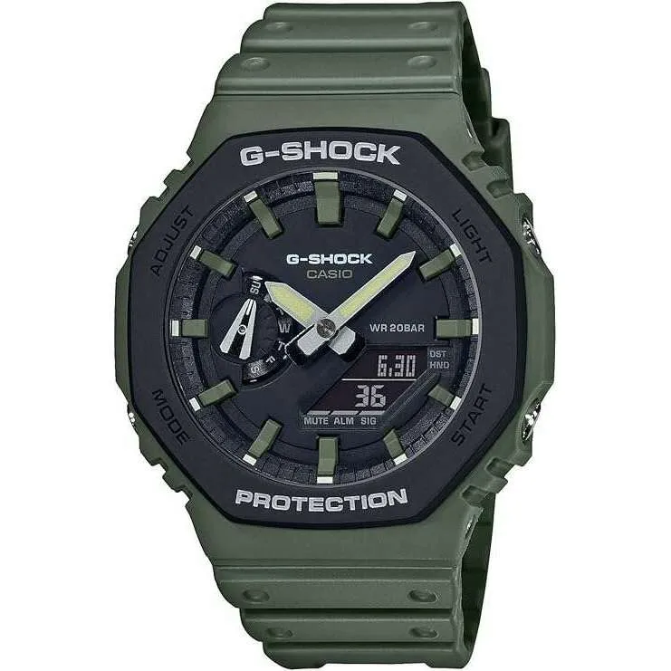 CASIO G-SHOCK CARBON CORE GUARD GREEN KHAKI RUBBER STRAP MEN WATCH GA-2110SU-3AJF
