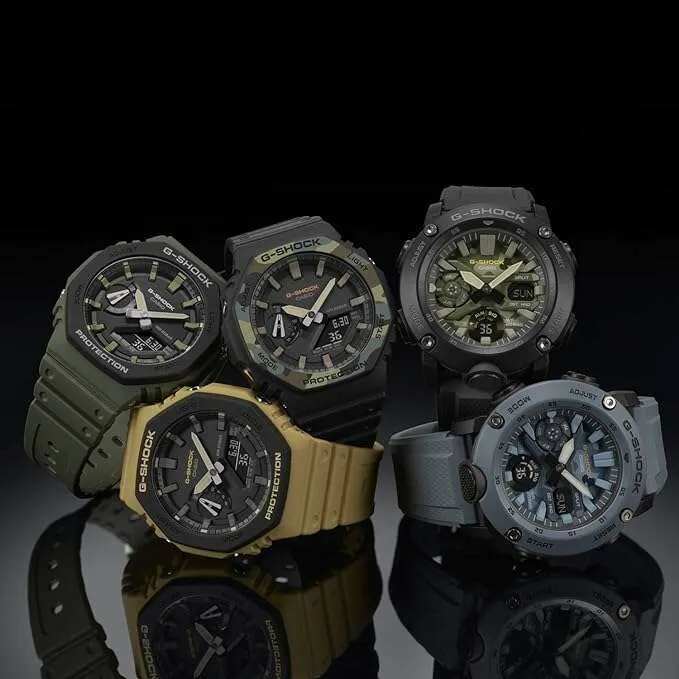 CASIO G-SHOCK CARBON CORE GUARD GREEN KHAKI RUBBER STRAP MEN WATCH GA-2110SU-3AJF