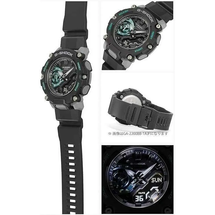 CASIO G-SHOCK DAY-DATE ANALOG DIGITAL DIAL BLACK & BLUE MEN WATCH GA-2200M-1AJF