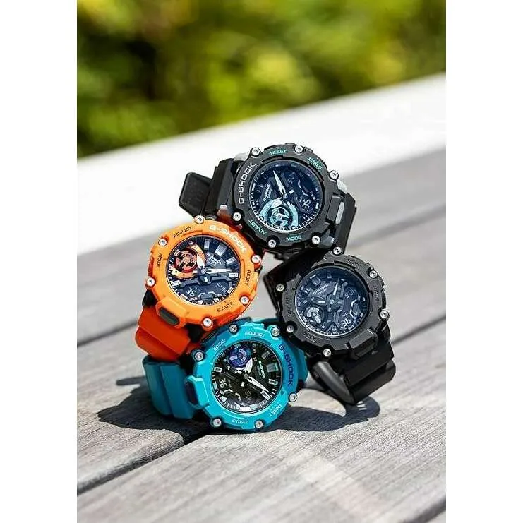 CASIO G-SHOCK DAY-DATE ANALOG DIGITAL DIAL BLACK & BLUE MEN WATCH GA-2200M-1AJF