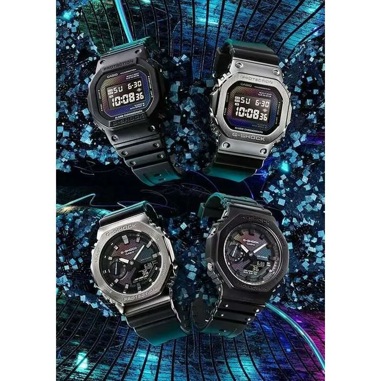 CASIO G-SHOCK DAY-DATE ANALOG DIGITAL MULTICOLOR DIAL BLACK MEN WATCH GA-2100RW-1AJF