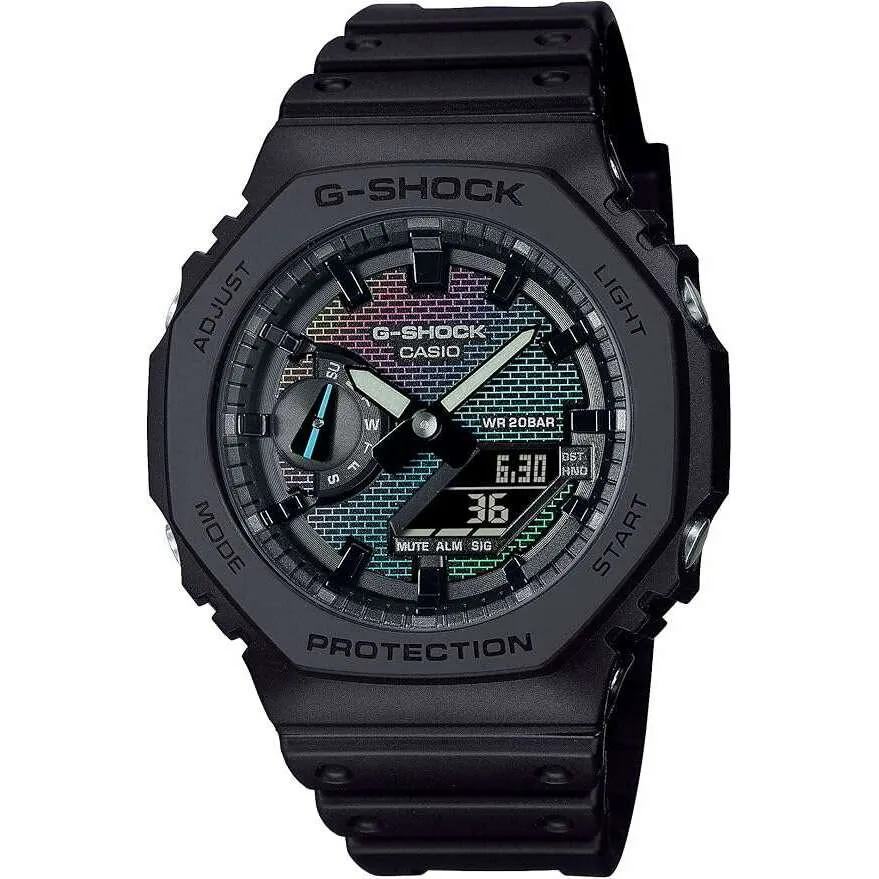 CASIO G-SHOCK DAY-DATE ANALOG DIGITAL MULTICOLOR DIAL BLACK MEN WATCH GA-2100RW-1AJF