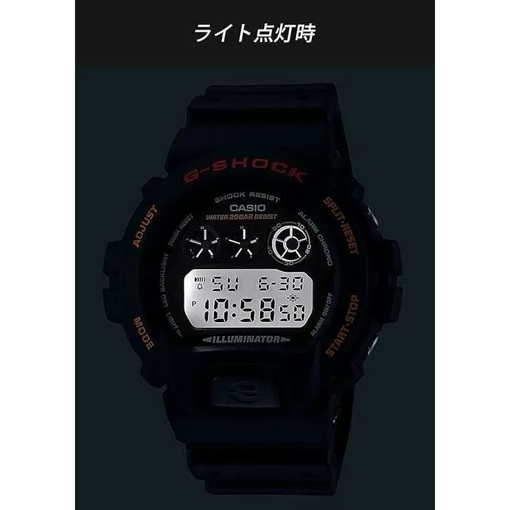 CASIO G-SHOCK DAY-DATE DIGITAL DIAL RESIN STRAP BLACK & ORANGE MEN WATCH DW-6900UB-9JF