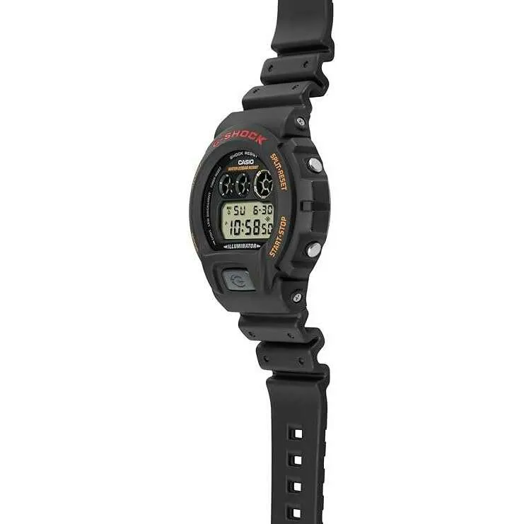CASIO G-SHOCK DAY-DATE DIGITAL DIAL RESIN STRAP BLACK & ORANGE MEN WATCH DW-6900UB-9JF