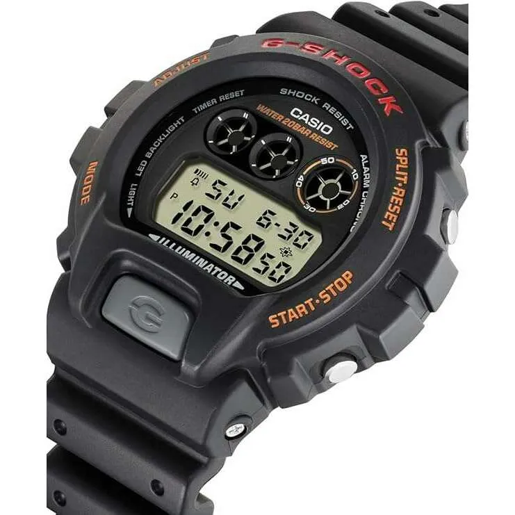 CASIO G-SHOCK DAY-DATE DIGITAL DIAL RESIN STRAP BLACK & ORANGE MEN WATCH DW-6900UB-9JF