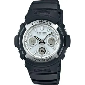 CASIO G-SHOCK DAY-DATE SOLAR BLACK STRAP ANALOG DIGITAL WHITE DIAL MEN WATCH AWG-M100S-7AJF