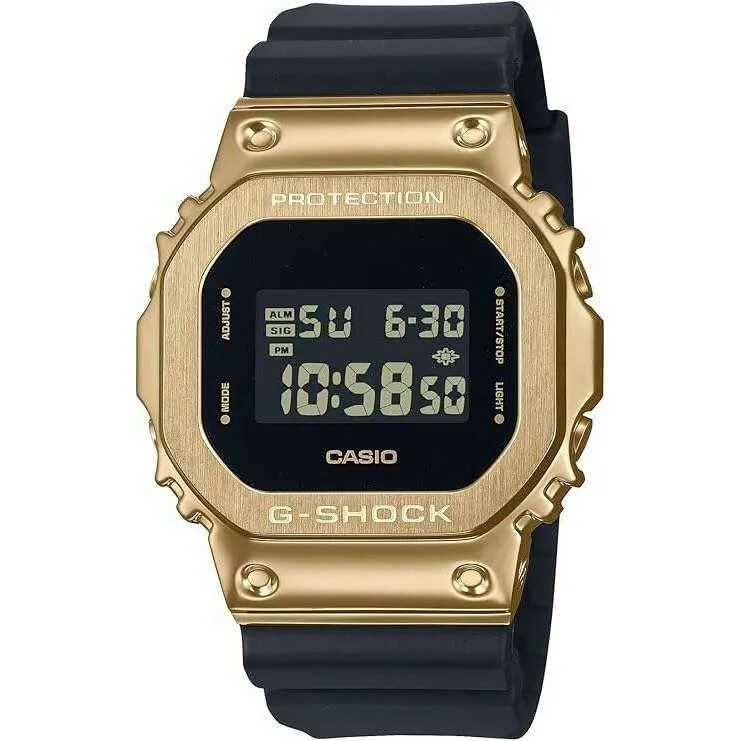 CASIO G-SHOCK DAY-DATE SQUARE DIGITAL DIAL BLACK & GOLD MEN WATCH GM-5600UG-9JF