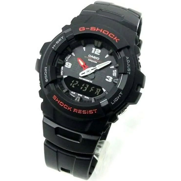 CASIO G-SHOCK EL BACKLIGHT BLACK ANALOG DIGITAL MEN WATCH G-100-1B