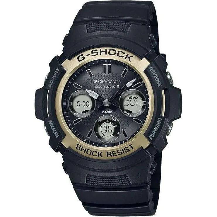 CASIO G-SHOCK FIRE PACKAGE '23 DAY-DATE SOLAR BLACK & GOLD MEN WATCH AWG-M100SF-1A6JR