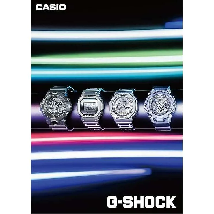 CASIO G-SHOCK FORGOTTEN FUTURE SERIES DAY-DATE DIGITAL SILVER MEN WATCH DW-5600FF-8JF