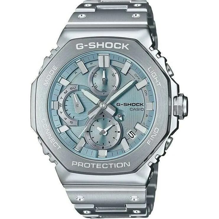 CASIO G-SHOCK FULL METAL CHRONOGRAPH BLUETOOTH SILVER & BLUE MEN WATCH GMC-B2100AD-2AJF