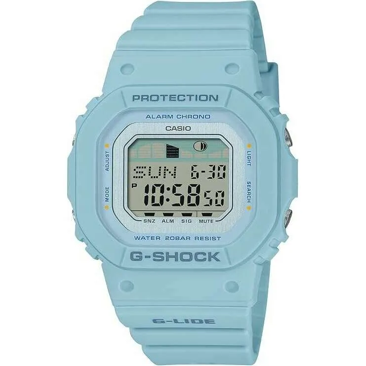 CASIO G-SHOCK G-LIDE DAY-DATE LIGHT BLUE RESIN STRAP DIGITAL DIAL LADIES WATCH GLX-S5600-2JF