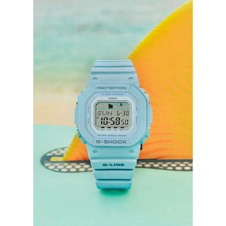 CASIO G-SHOCK G-LIDE DAY-DATE LIGHT BLUE RESIN STRAP DIGITAL DIAL LADIES WATCH GLX-S5600-2JF