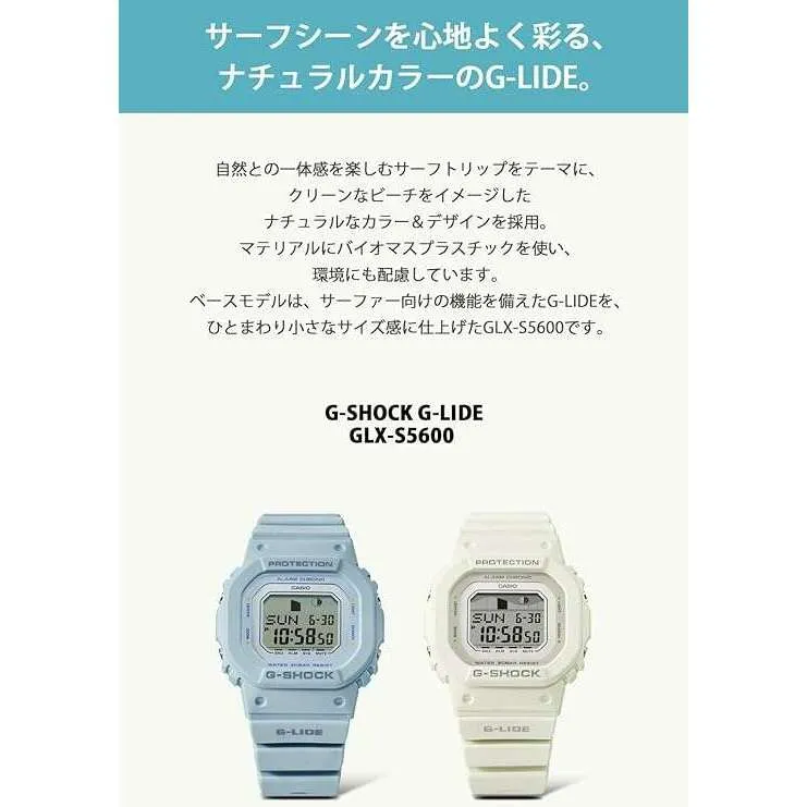CASIO G-SHOCK G-LIDE DAY-DATE WHITE RESIN STRAP DIGITAL DIAL LADIES WATCH GLX-S5600-7BJF