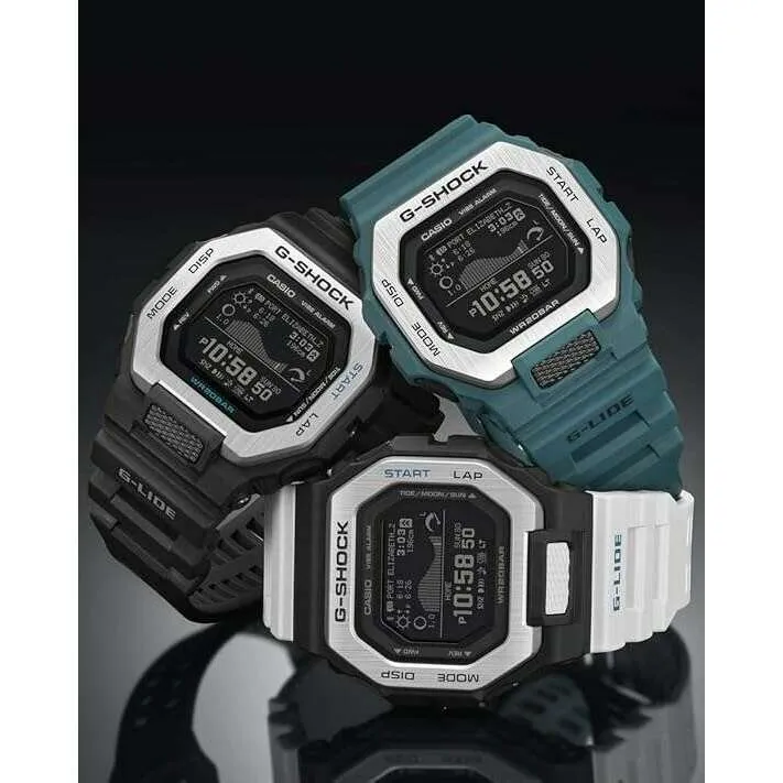 CASIO G-SHOCK G-LIDE WHITE RESIN STRAP BLACK DIGITAL DIAL MEN WATCH GBX-100-7JF