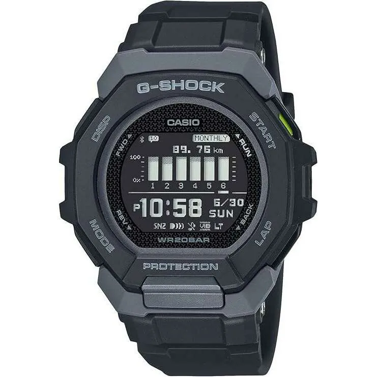 CASIO G-SHOCK G-SQUAD BLUETOOTH DAY-DATE DIGITAL BLACK MEN WATCH GBD-300-1JF