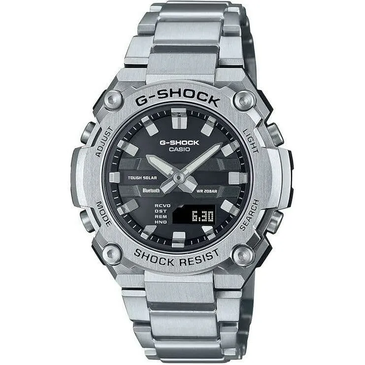 CASIO G-SHOCK G-STEEL BLUETOOTH SOLAR SILVER & BLACK MEN WATCH GST-B600D-1AJF