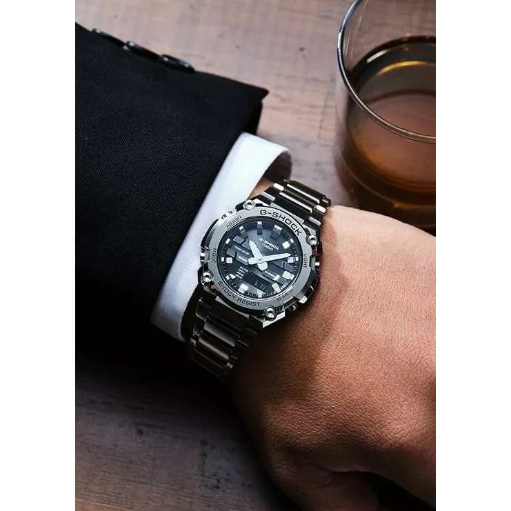 CASIO G-SHOCK G-STEEL BLUETOOTH SOLAR SILVER & BLACK MEN WATCH GST-B600D-1AJF