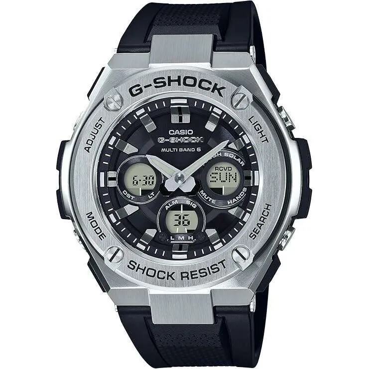 CASIO G-SHOCK G-STEEL RADIO SOLAR ANALOG DIGITAL DIAL BLACK & SILVER MEN WATCH GST-W310-1AJF