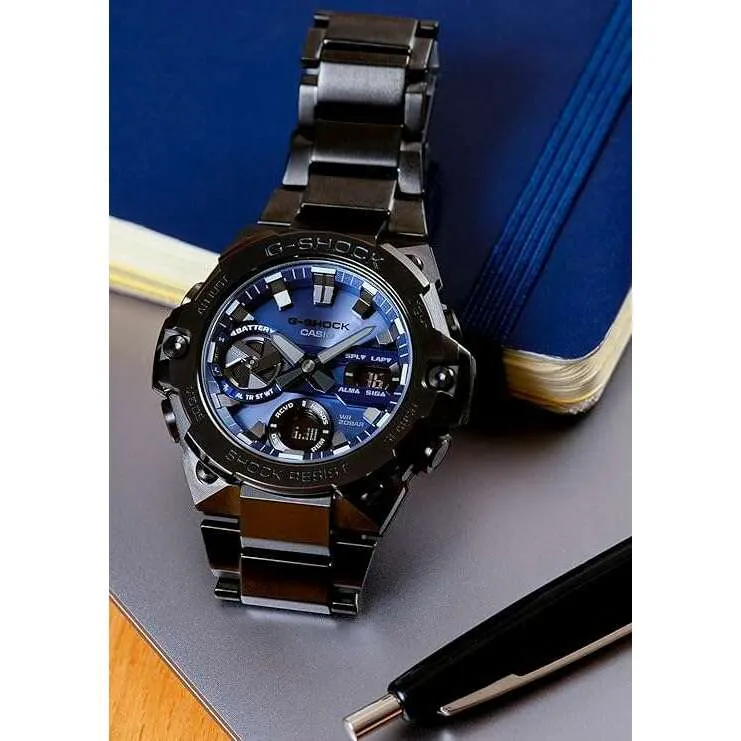 CASIO G-SHOCK G-STEEL SMARTPHONE LINKED GREY & BLUE MEN WATCH GST-B400BD-1A2JF